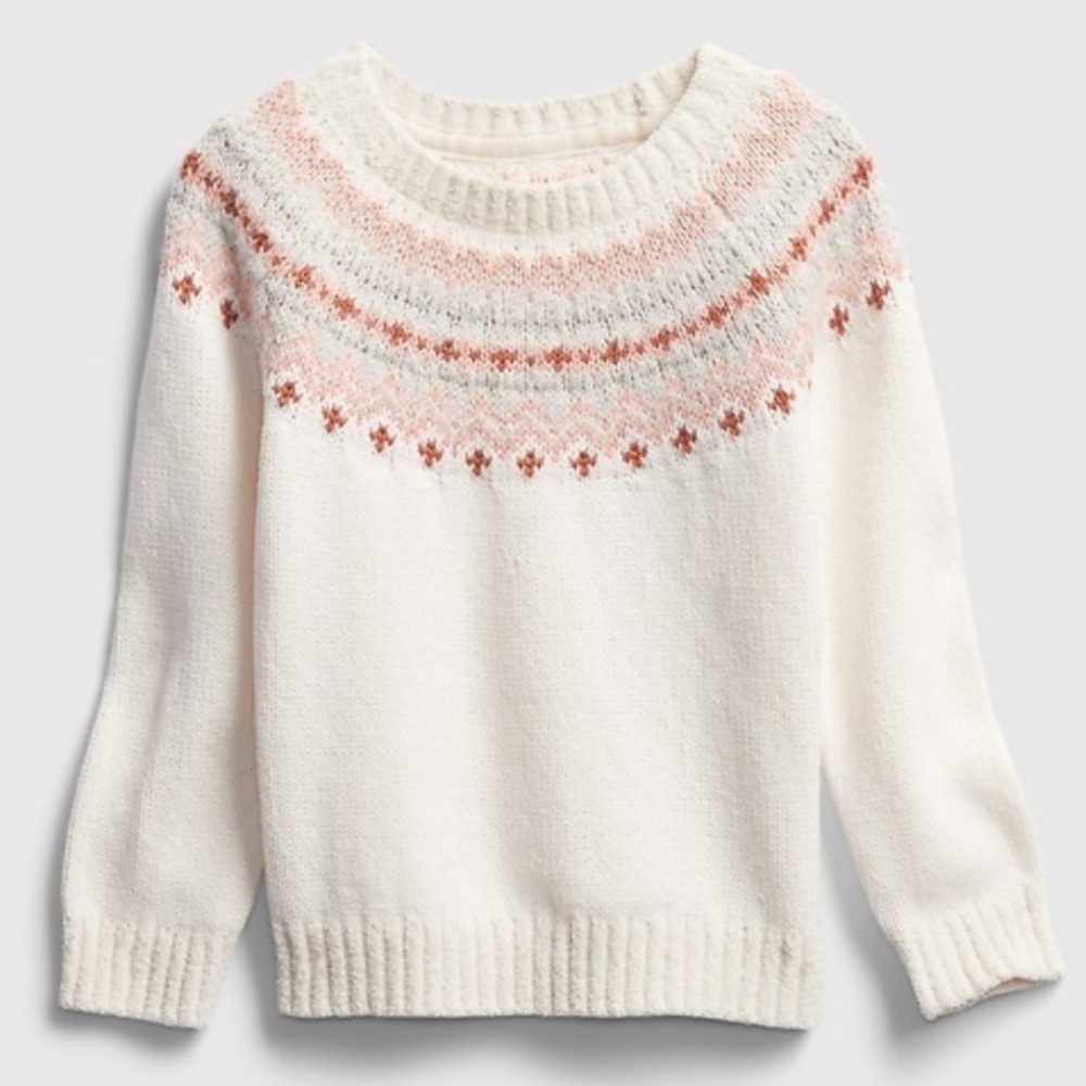 Gap Fair Isle Crewneck Sweater Neutral Tones